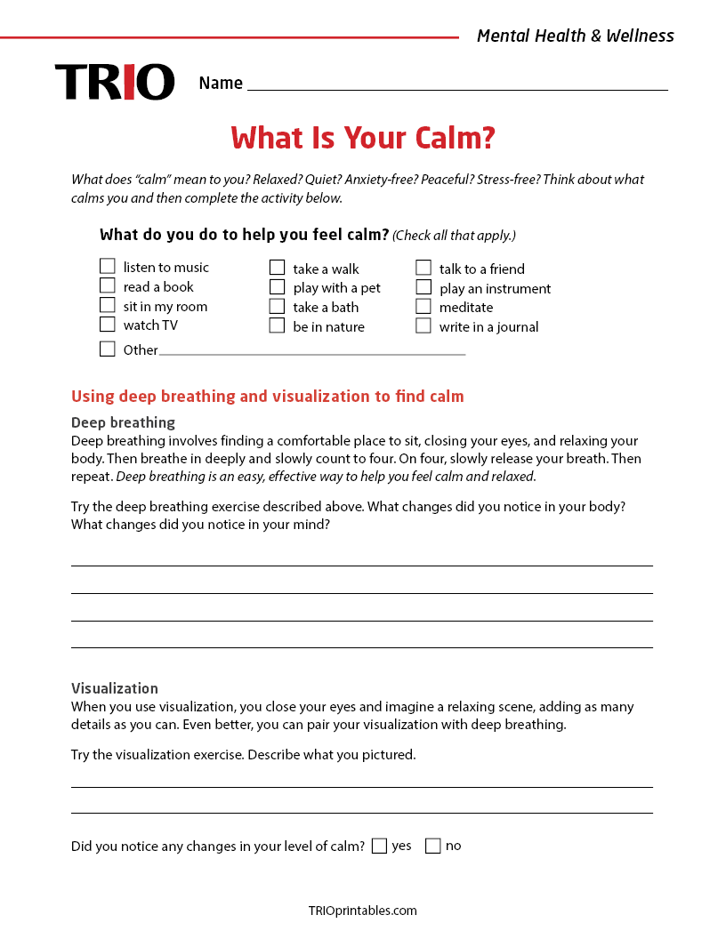 What Is Your Calm? Activity Sheet