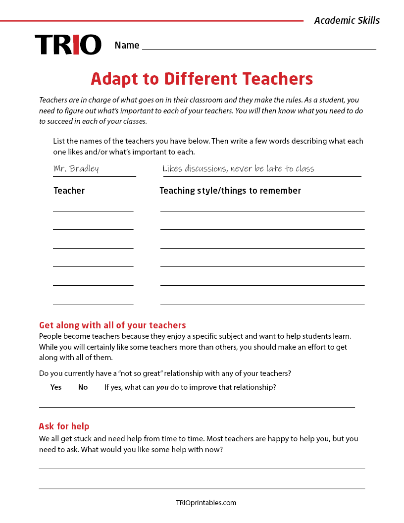 Adapt to Different Teachers Activity
