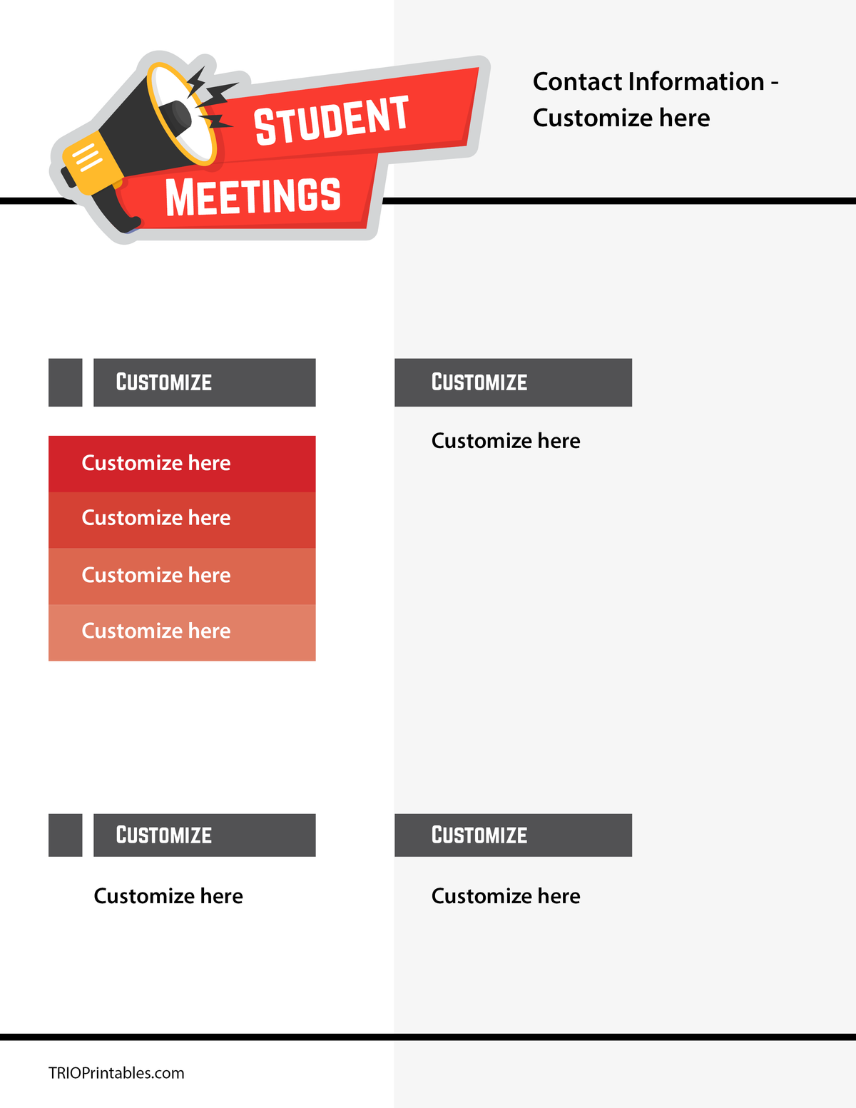 Customizable Student Meetings Handout
