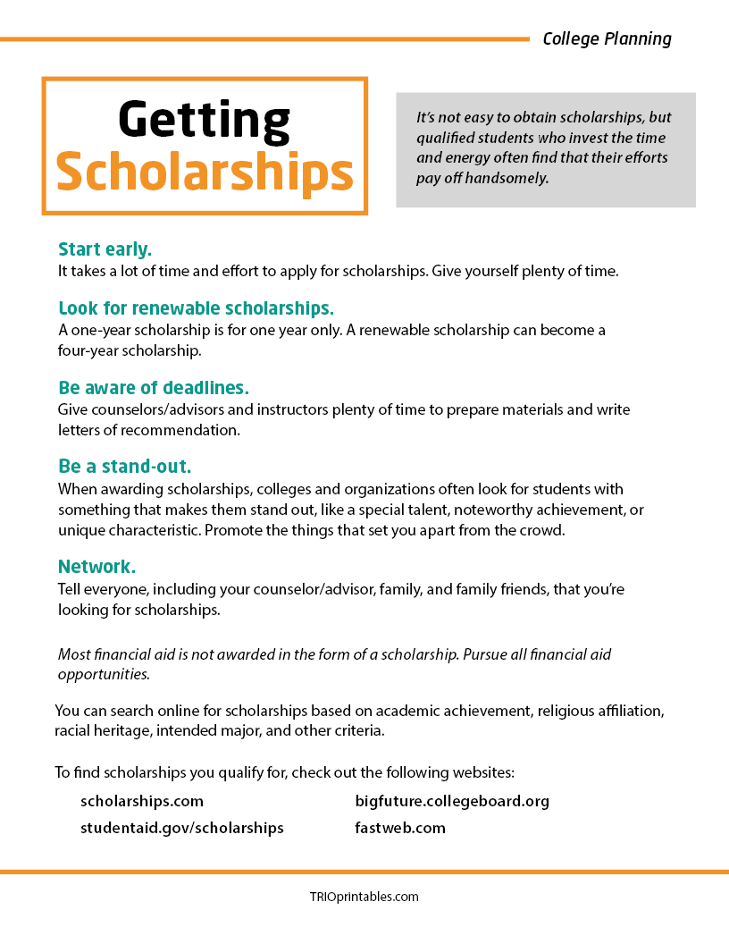 Getting Scholarships Informational Sheet