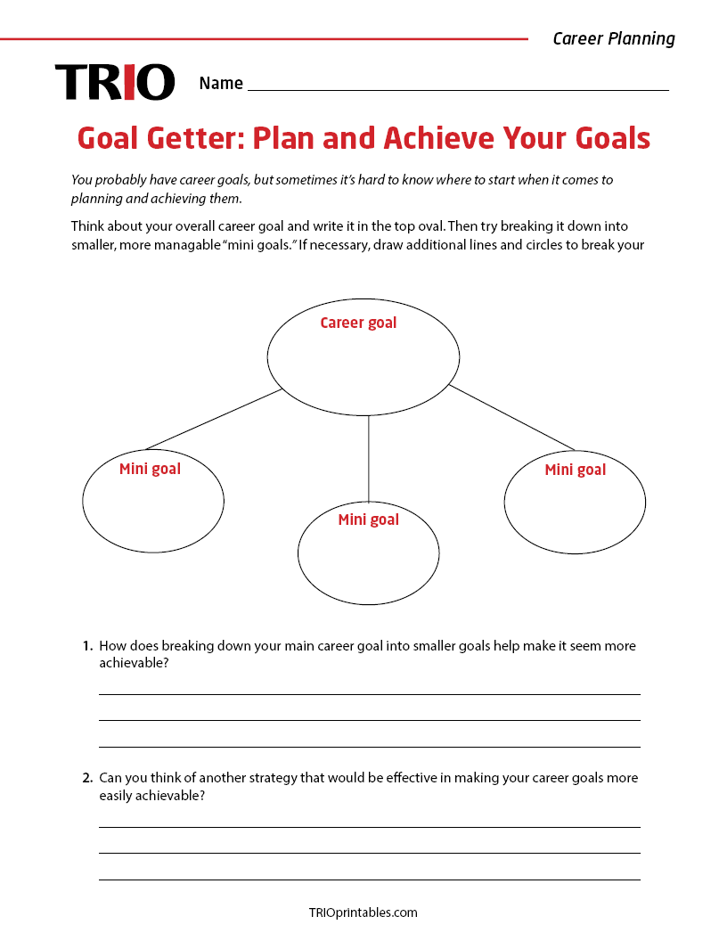 Goal Getter: Plan and Achieve Your Goals Activity Sheet