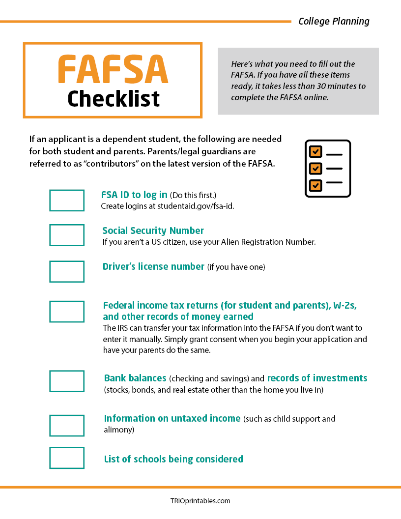 FAFSA Checklist