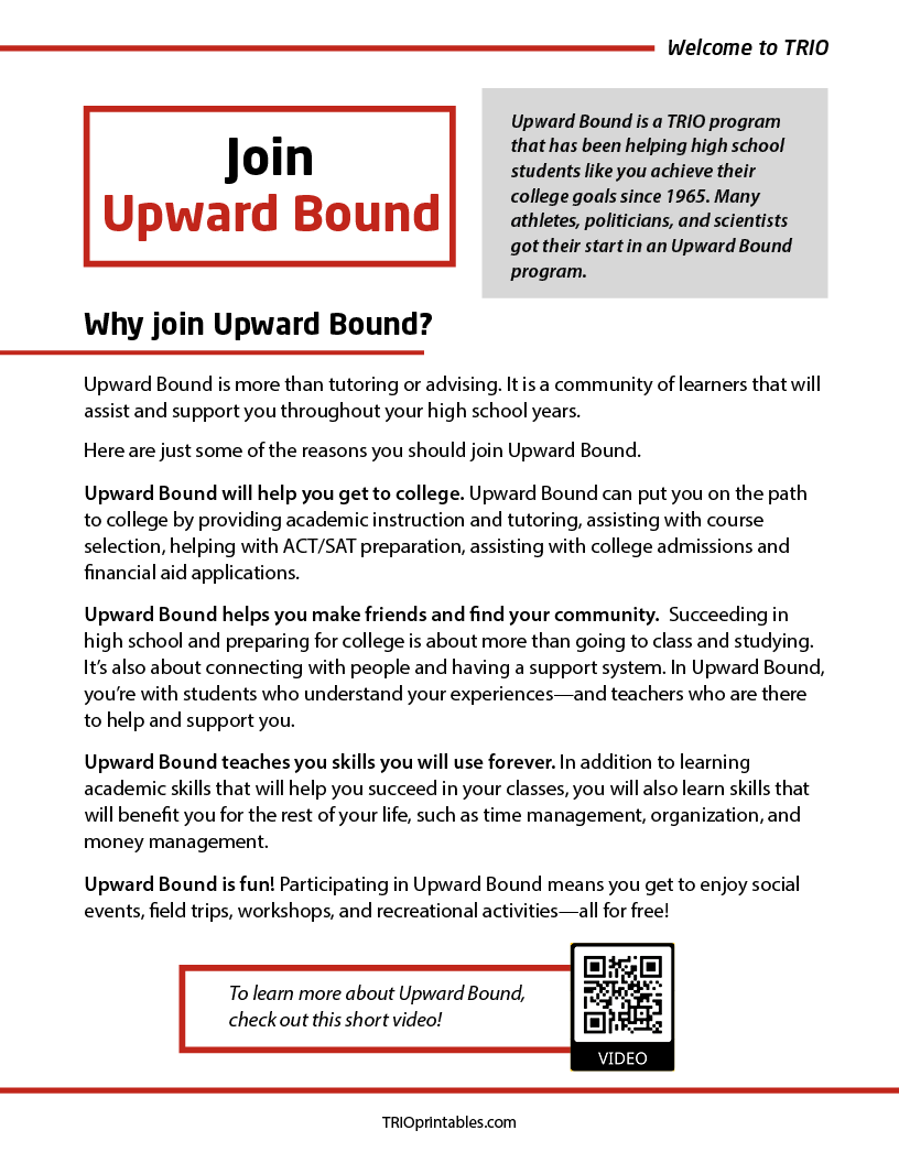 Join Upward Bound Informational Sheet