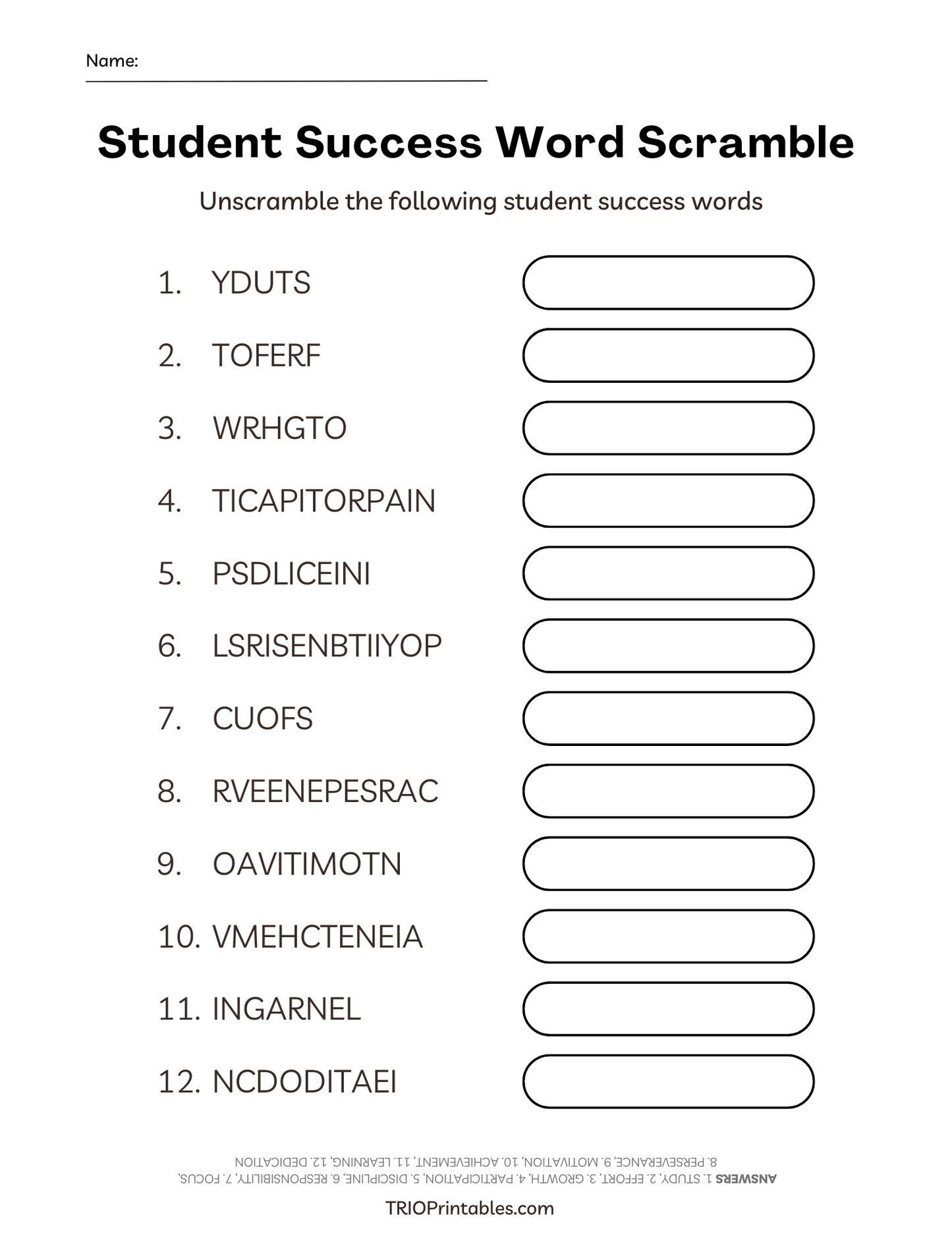 Student Success Word Scramble Puzzle