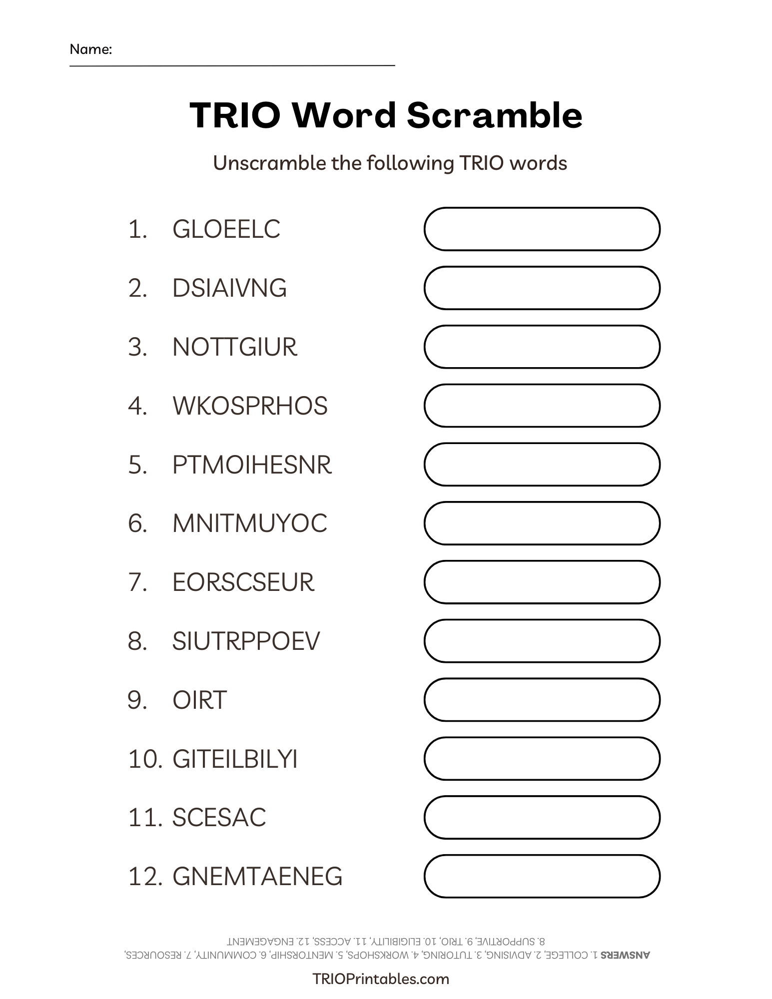 TRIO Word Scramble Puzzle