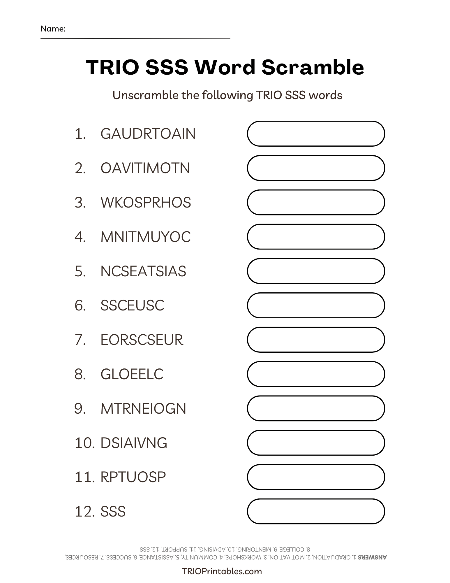 TRIO SSS Word Scramble Puzzle