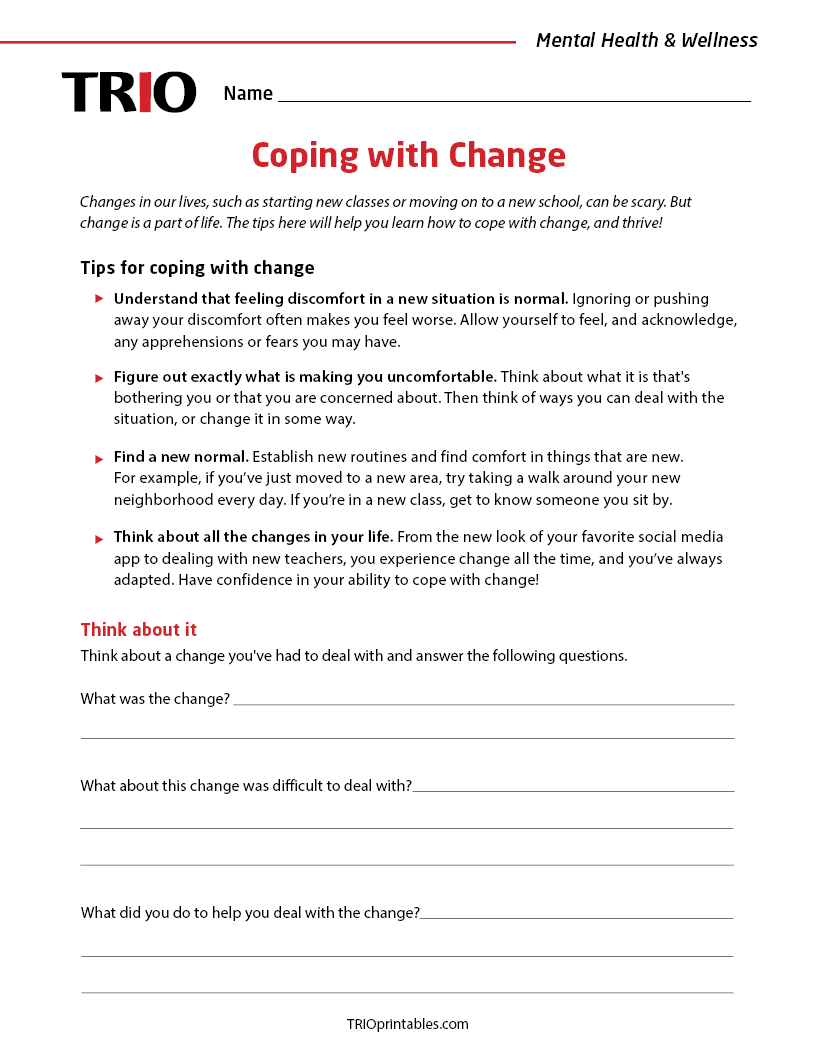 Coping with Change Activity Sheet – TRIO Printables