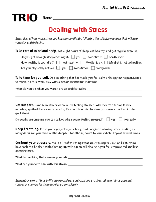 Dealing with Stress Activity Sheet