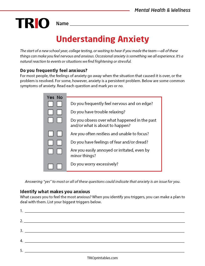 Understanding Anxiety Activity Sheet