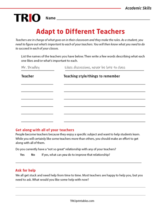 Adapt to Different Teachers Activity