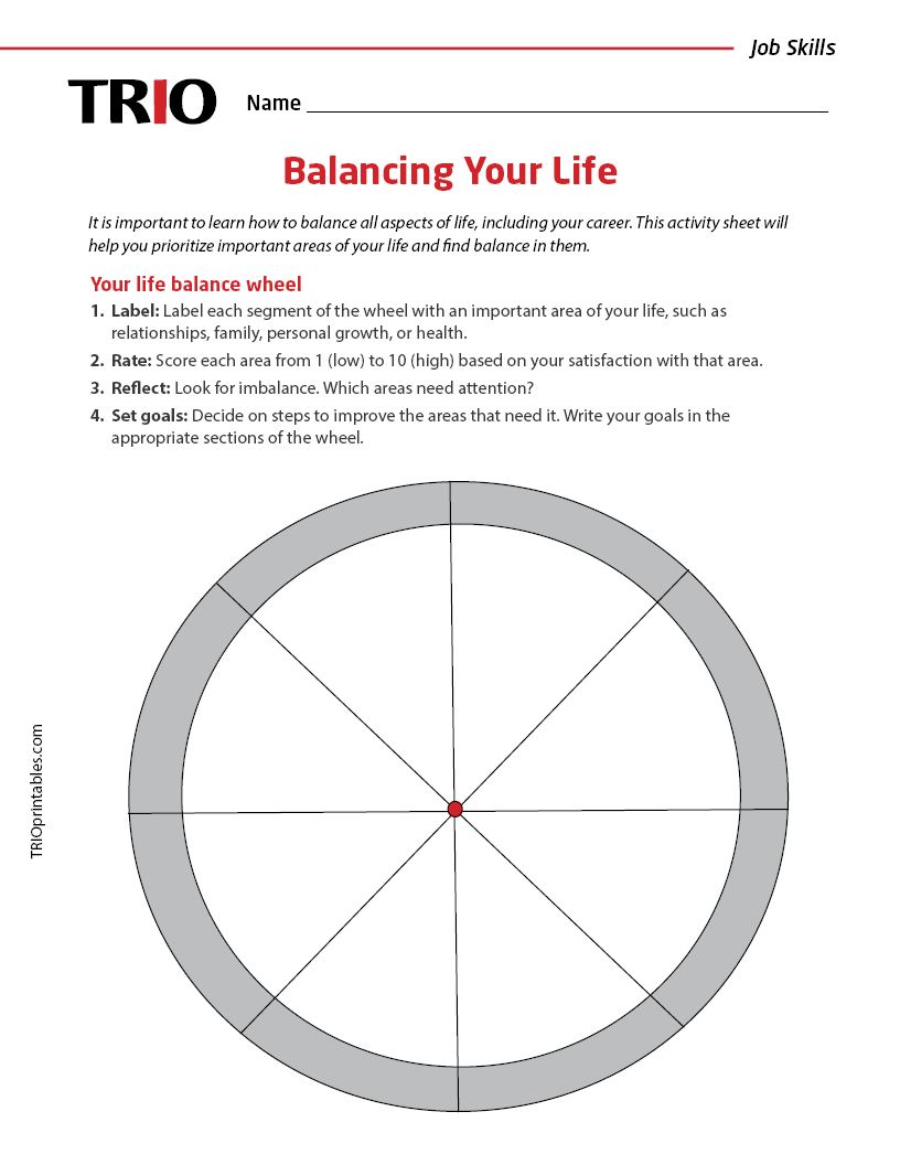 Balancing Your Life Activity Sheet