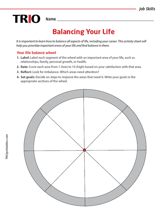 Balancing Your Life Activity Sheet