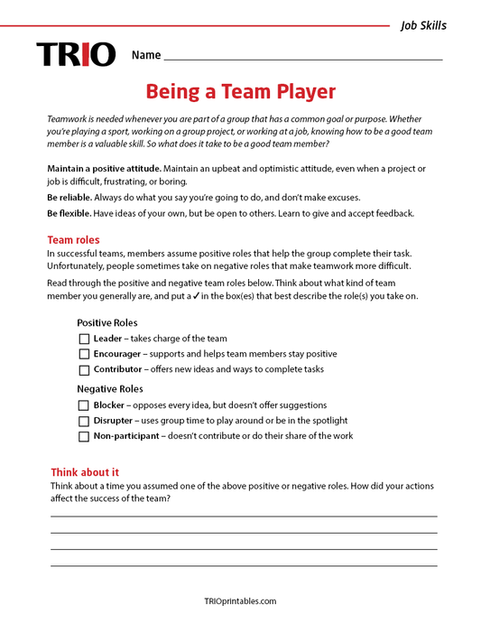 Soft Skills – TRIO Printables