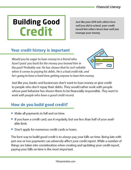 Building Good Credit Informational Sheet