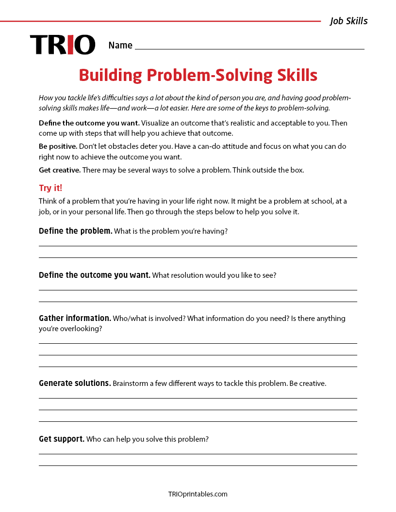 Building Problem-Solving Skills Activity Sheet