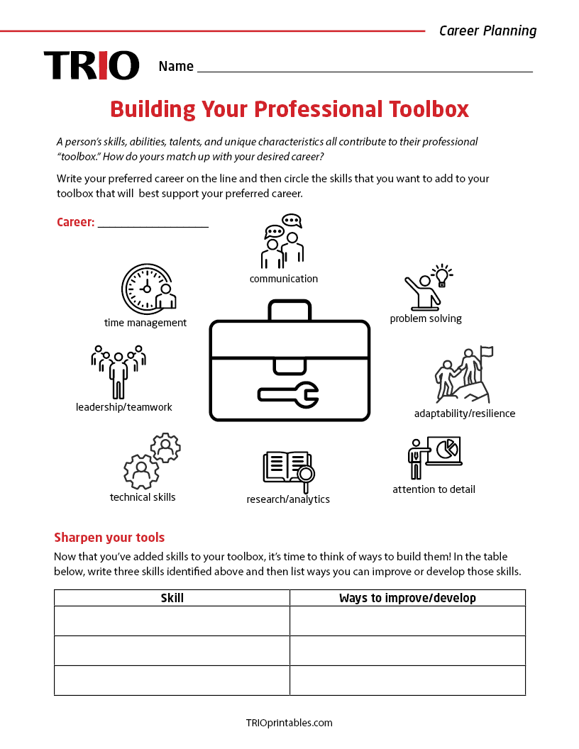 Building Your Professional Toolbox Activity Sheet