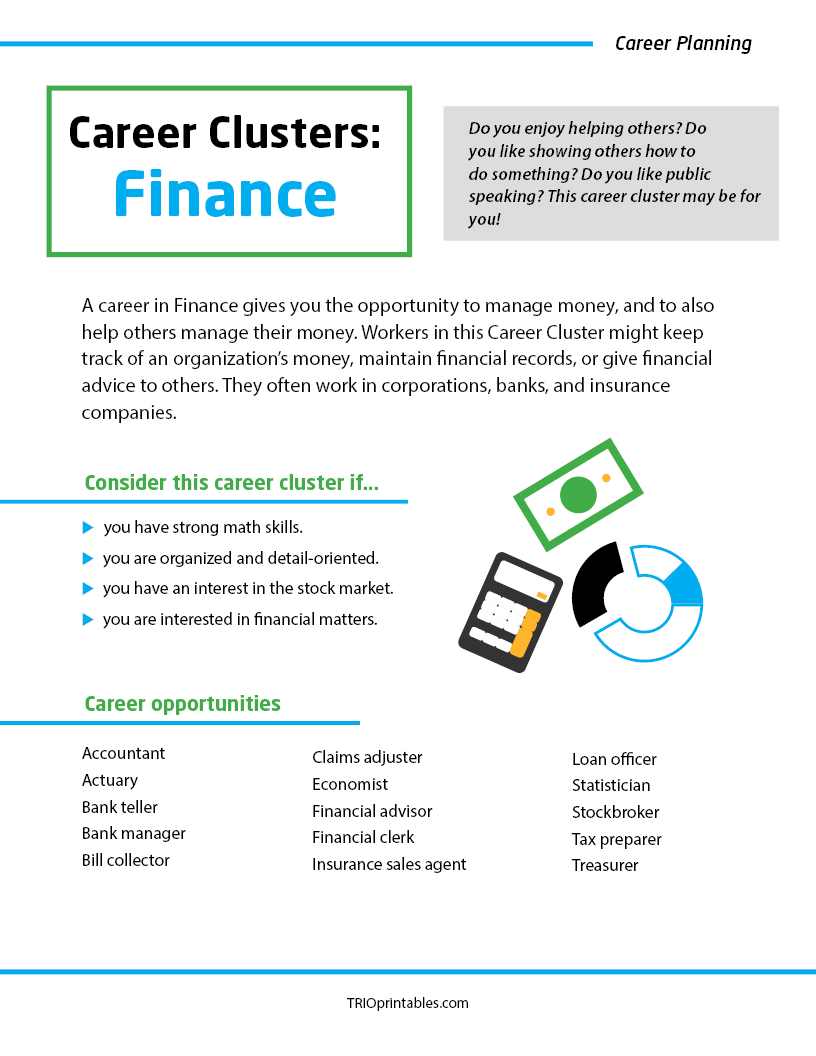 Career Clusters: Finance Informational Sheet