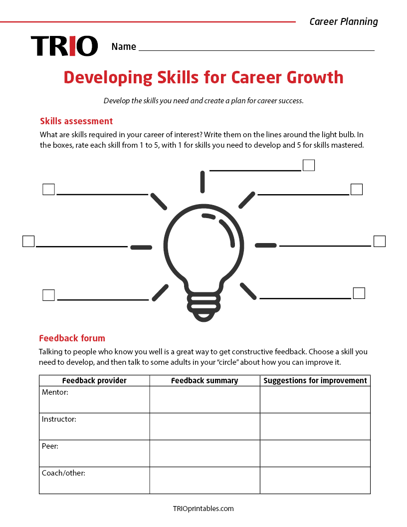 Developing Skills for Career Growth Activity Sheet