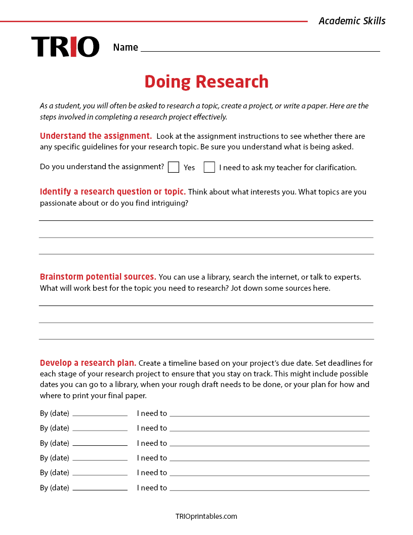 Doing Research Activity Sheet