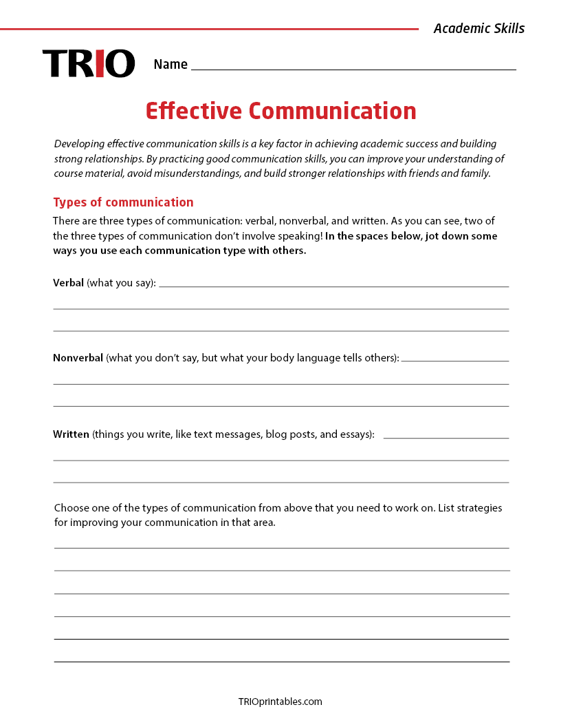 Effective Communication Activity Sheet