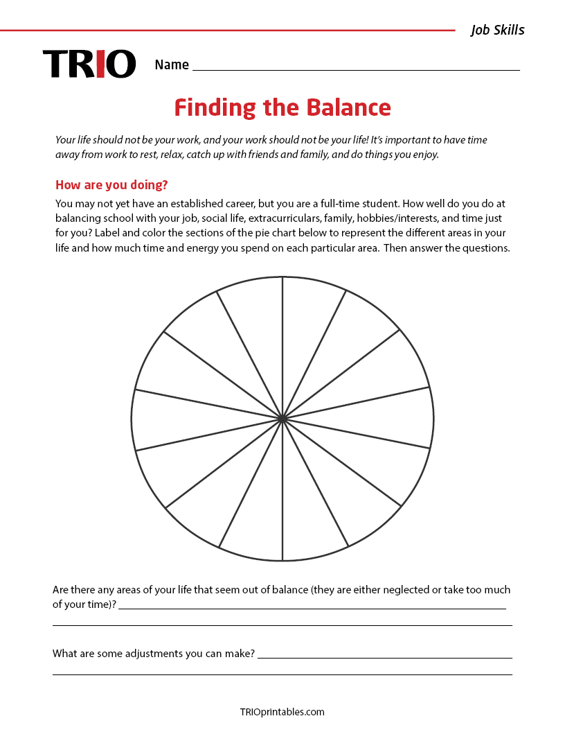 Finding the Balance Activity Sheet – TRIO Printables