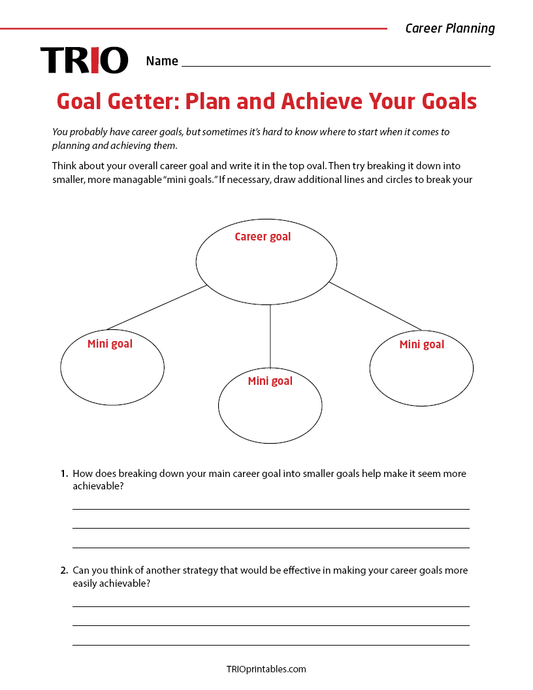 Goal Getter: Plan and Achieve Your Goals Activity Sheet