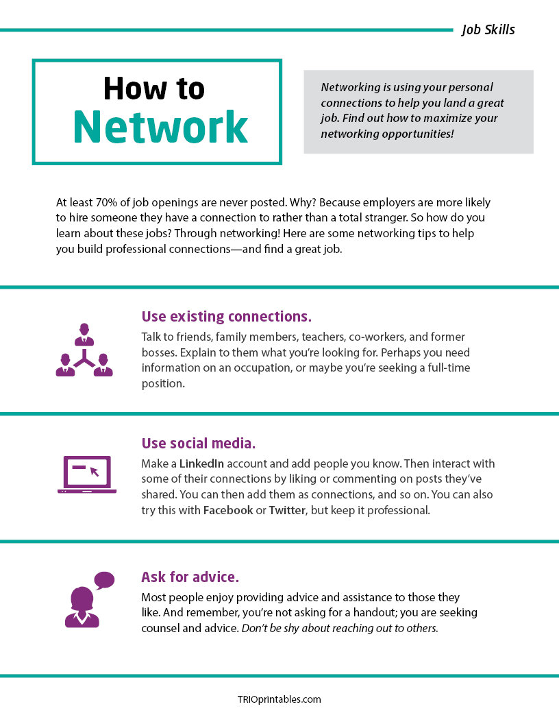 How to Network Informational Sheet – TRIO Printables