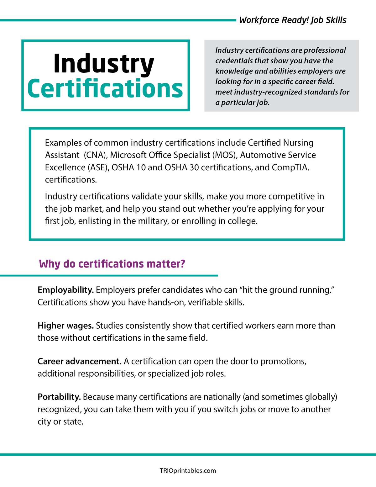 Industry Certifications