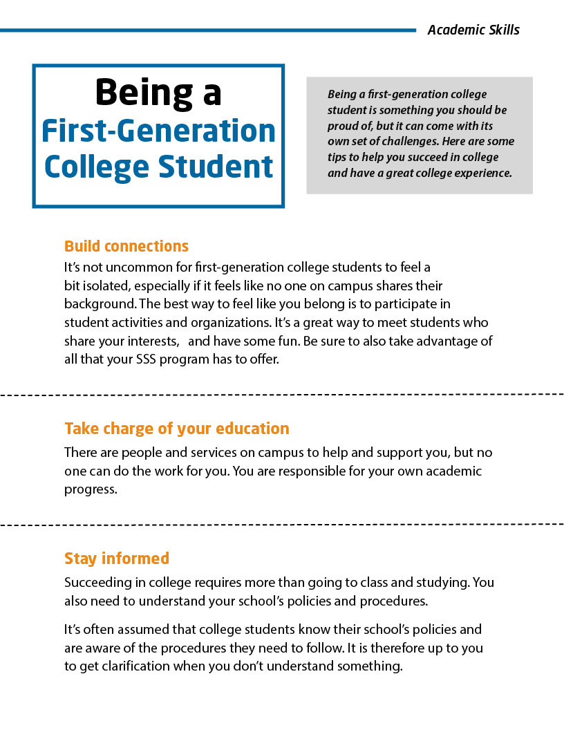 Being a First-Generation College Student Informational Sheet