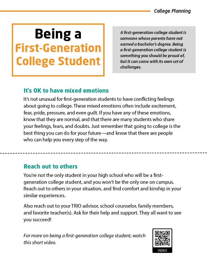 Being a First-Generation College Student Informational Sheet