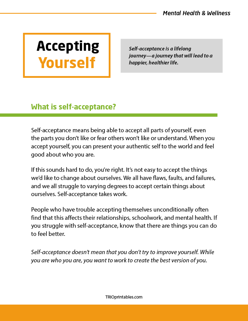 Accepting Yourself Informational Sheet