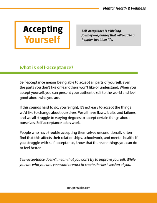 Accepting Yourself Informational Sheet