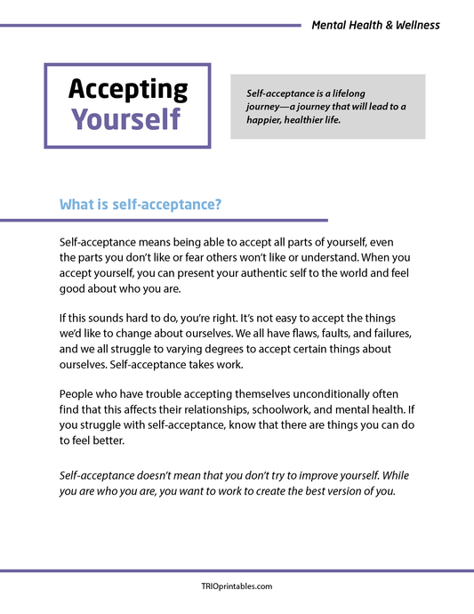 Accepting Yourself Informational Sheet