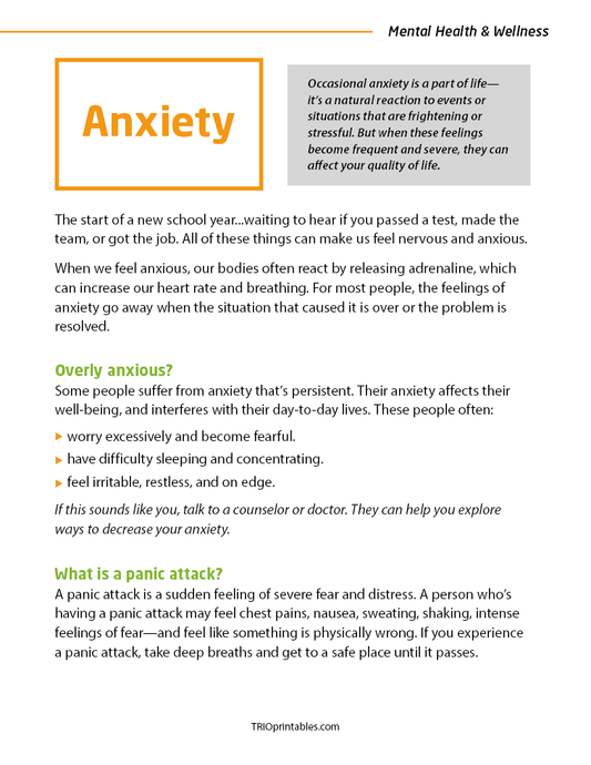 Anxiety Informational Sheet