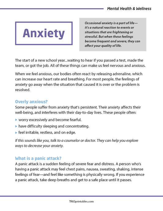 Anxiety Informational Sheet