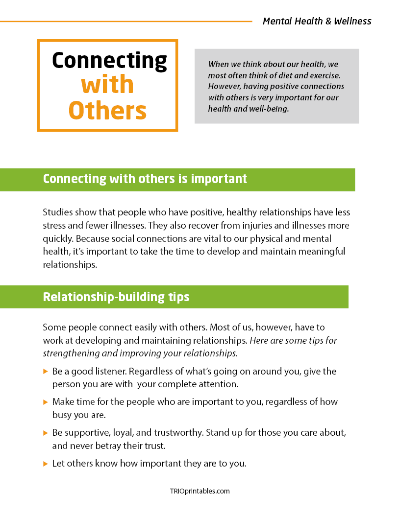 Connecting with Others Informational Sheet