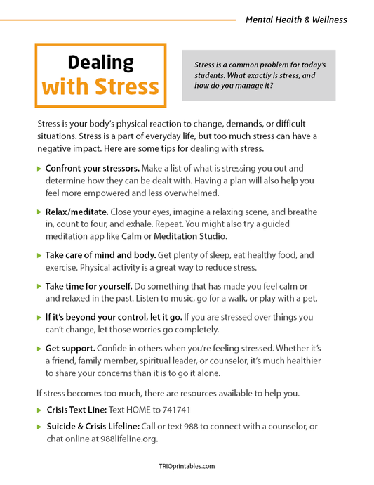 Dealing with Stress Informational Sheet