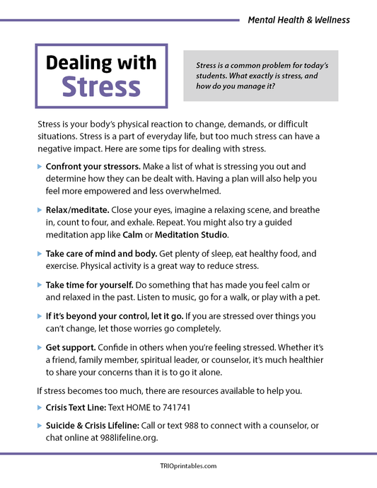 Dealing with Stress Informational Sheet