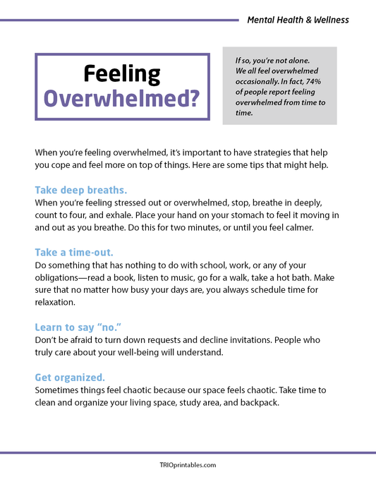 Feeling Overwhelmed Informational Sheet