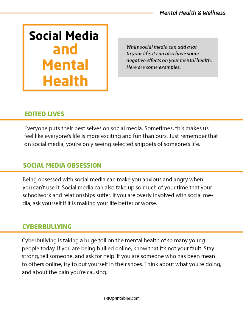 Social Media and Mental Health Informational Sheet