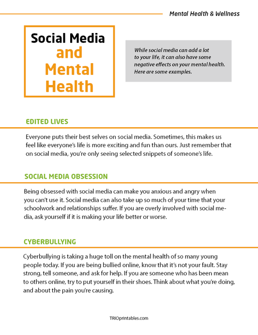 Social Media and Mental Health Informational Sheet