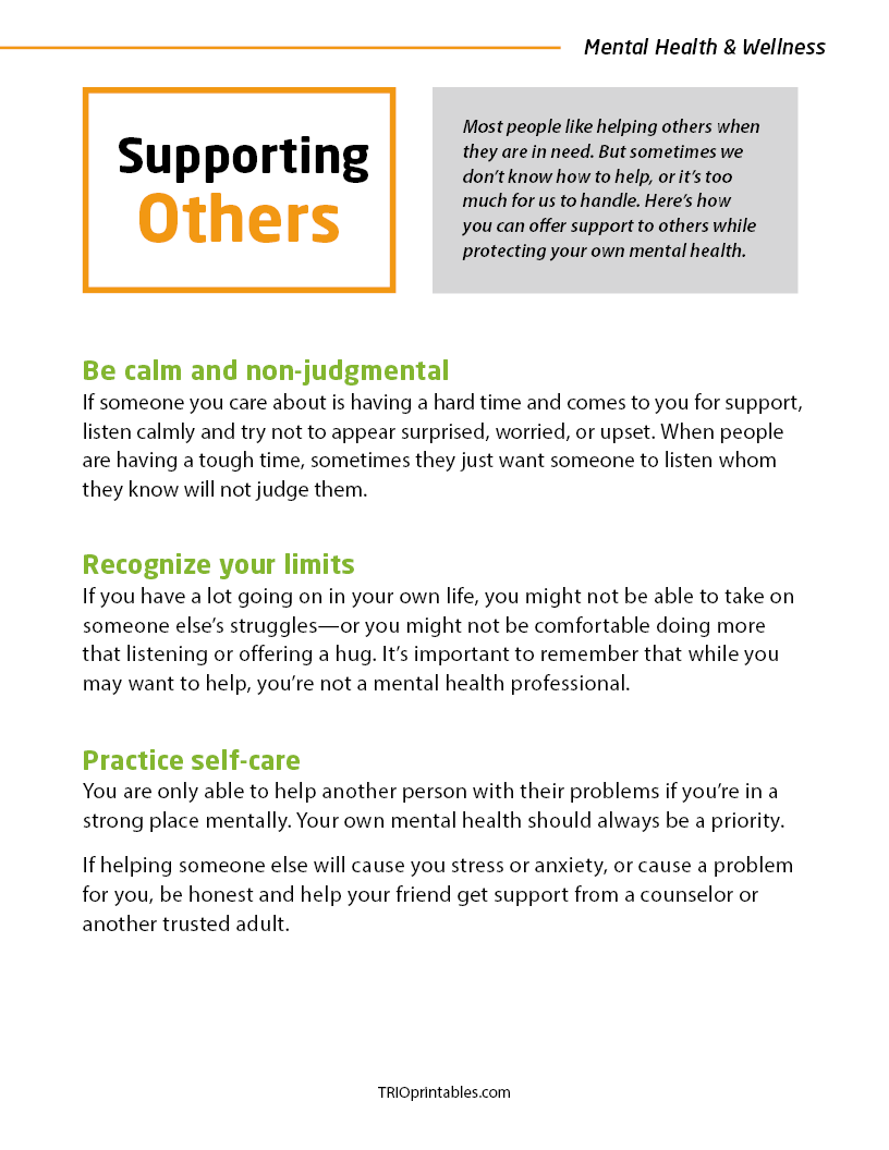 Supporting Others Informational Sheet