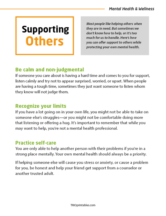 Supporting Others Informational Sheet