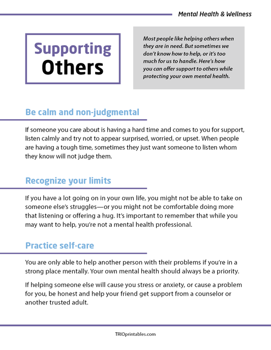 Supporting Others Informational Sheet