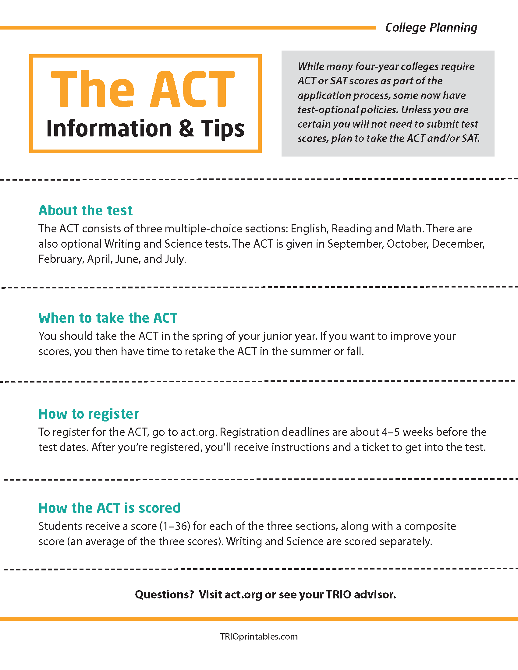 The ACT - Information & Tips