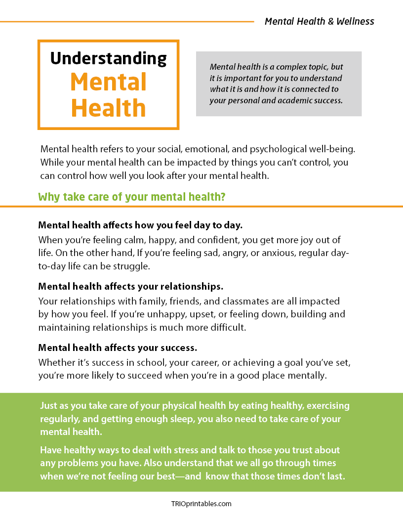 Understanding Mental Health Informational Sheet – TRIO Printables