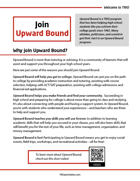 Join Upward Bound Informational Sheet