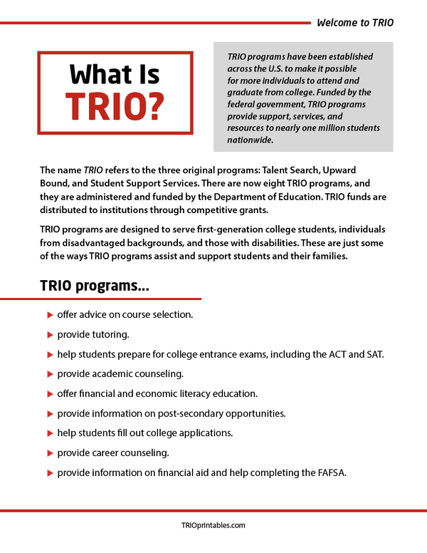 Uwm Trio Program What is TRIO? Informational Sheet – TRIO Printables