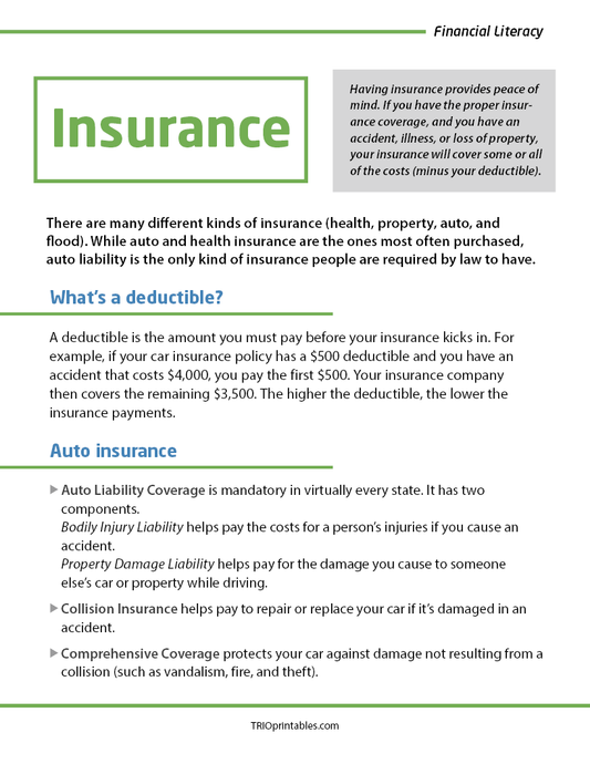 Insurance Informational Sheet