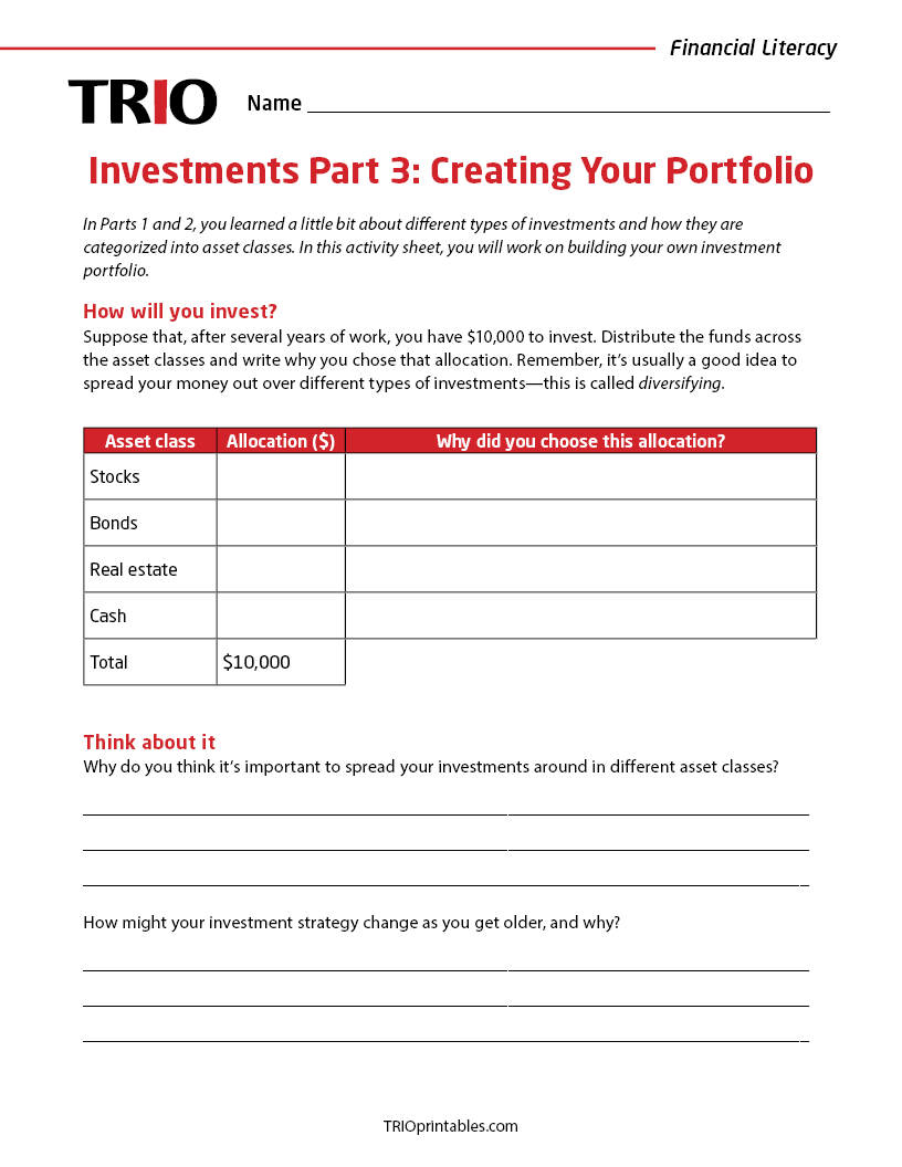 Investing Part 3: Creating Your Portfolio Activity Sheet